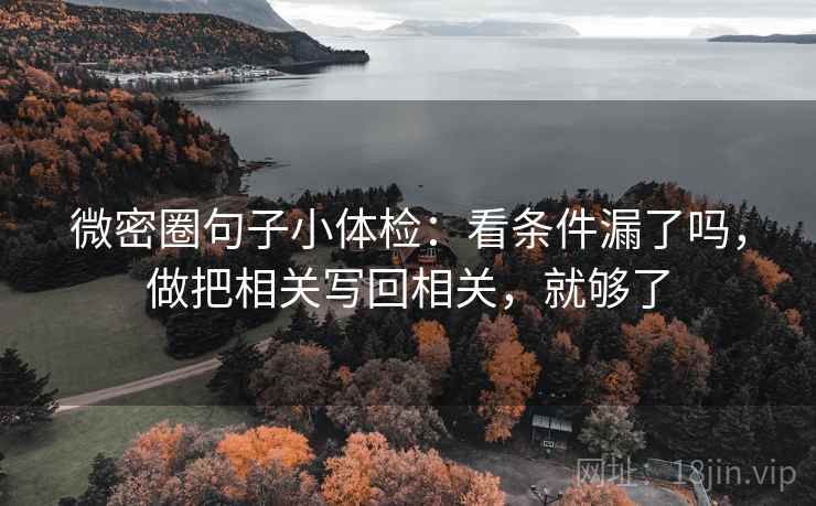 微密圈句子小体检：看条件漏了吗，做把相关写回相关，就够了